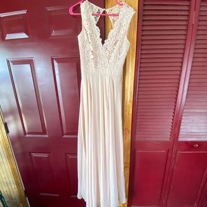 Lulu Do Re MI Blush Pink Lace Backless Maxi Dress